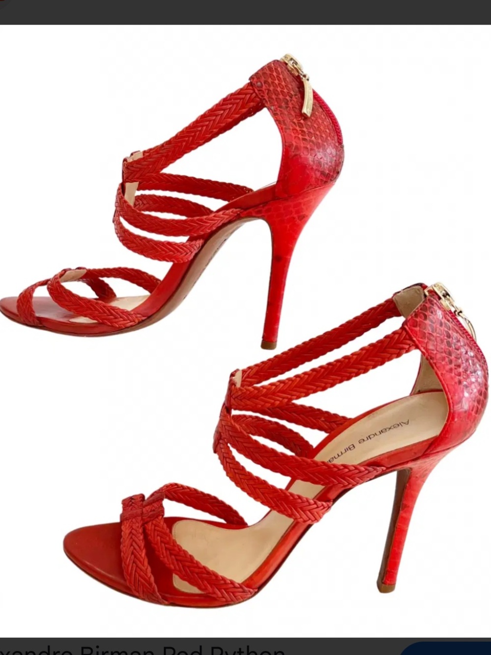 Alexandre Birman Red Braided Python Stiletto Sandals
